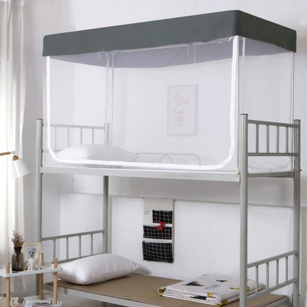 91家纺网 家纺一手货源 找家纺 （总）2024新款学生蚊帐大学生坐床拉链床白色帐纱款透明上下铺学生蚊帐