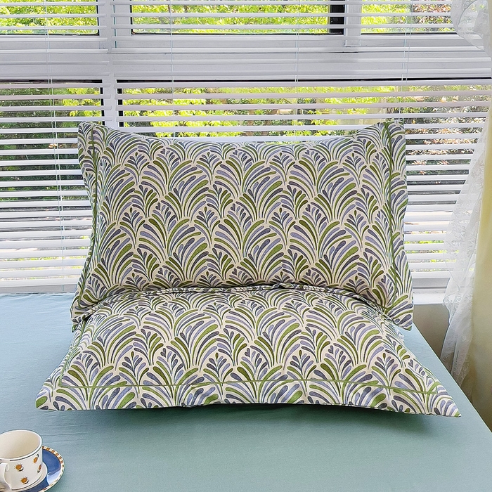 91家纺网 家纺一手货源 找家纺 优品阁 2024新款全棉磨毛四件套单品系列-单枕套 沐春-绿