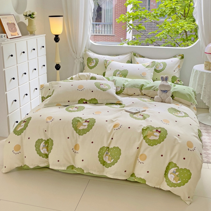 91家纺网 家纺一手货源 找家纺 恩泽 2024新款ins风全棉四件套 安心宝贝