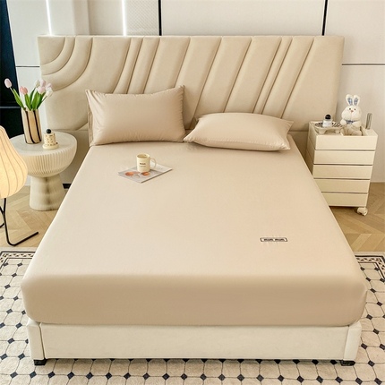 寐眠 2024新款40支全棉刺绣床笠 奶茶杏