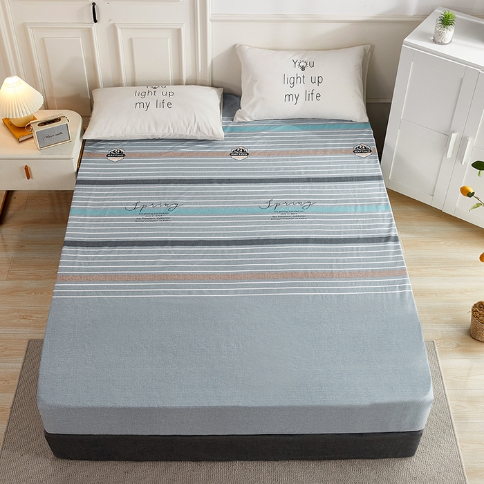 91家纺网 家纺一手货源 找家纺 恩泽 2024新款ins风全棉单品床笠 皇家学院灰