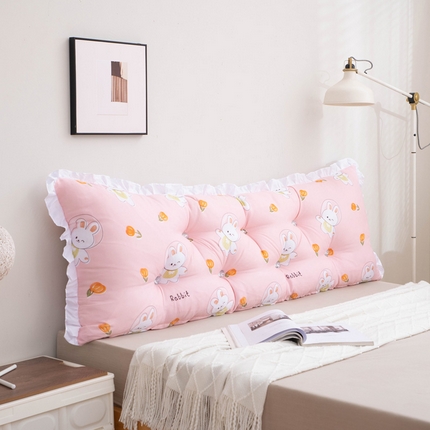 91家纺网 家纺一手货源 找家纺 美达人 2024新款水洗棉白色花边靠背 萌萌兔