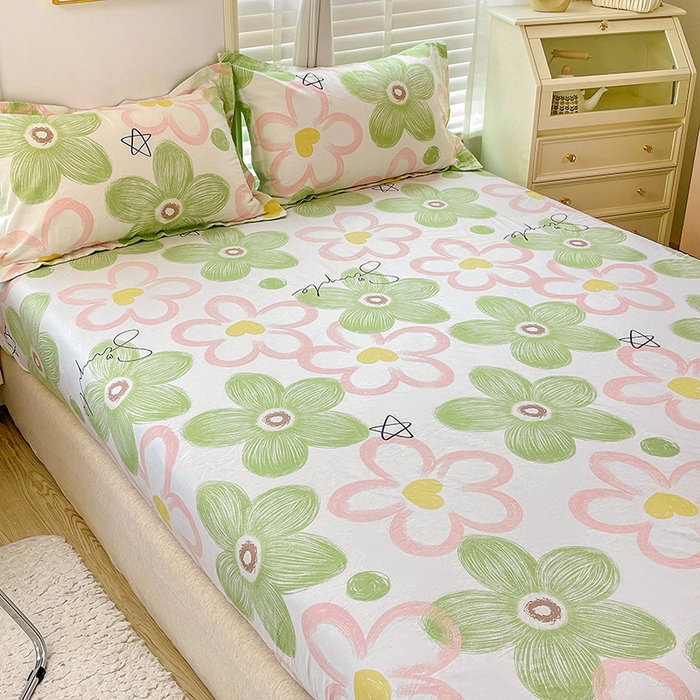 91家纺网 家纺一手货源 找家纺 恩泽 2024新款ins风全棉单品床笠 花语嫣然