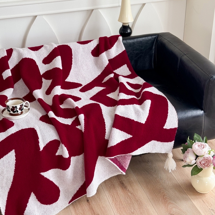 91家纺网 家纺一手货源 找家纺 苏艺针织盖毯 2024新款中式风高端婚礼喜字毛毯 针织-发财被爱