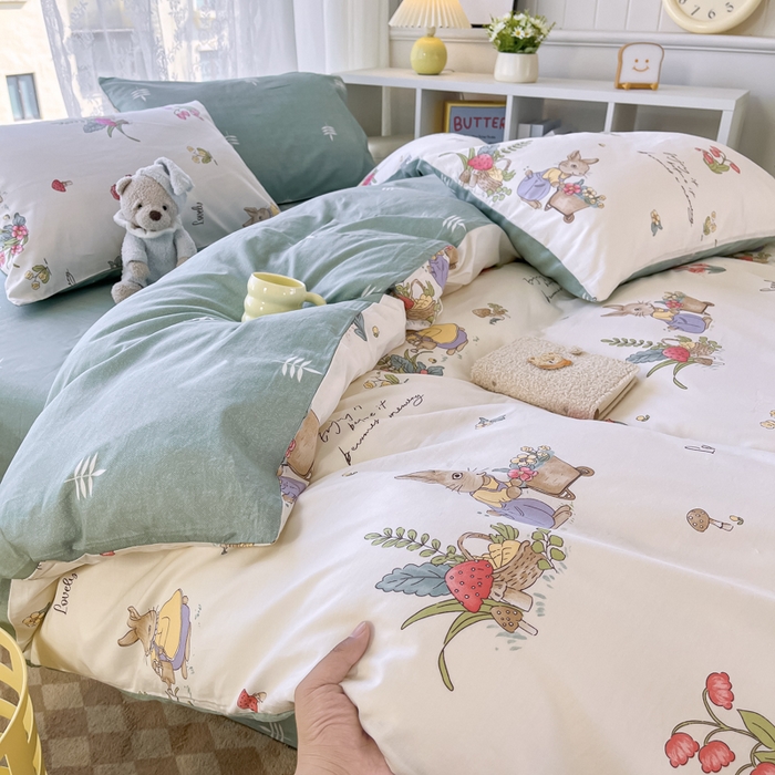 91家纺网 家纺一手货源 找家纺 世爵 2024新款12868全棉印花四件套田园趣事