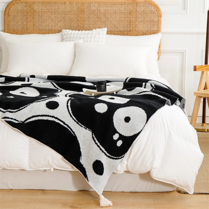 91家纺网 家纺一手货源 找家纺 苏艺针织盖毯 2024新款针织披肩沙发盖毯 针织-煤球