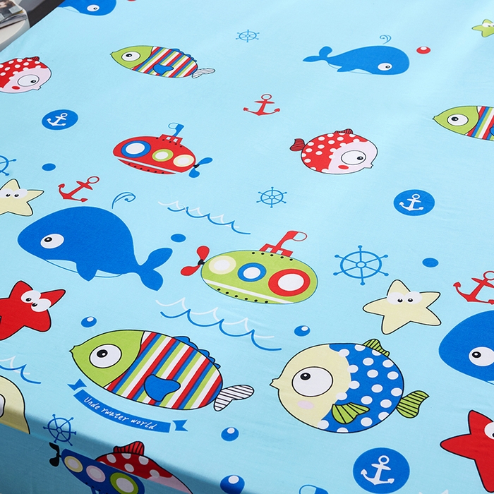 91家纺网 家纺一手货源 找家纺 恩泽 2024新款ins风全棉单品床笠 海底世界