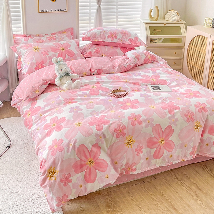 91家纺网 家纺一手货源 找家纺 恩泽 2024新款ins风全棉四件套 花香馥郁