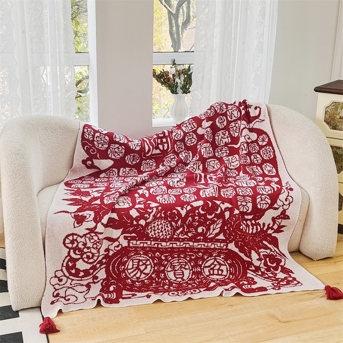 91家纺网 家纺一手货源 找家纺 苏艺针织盖毯 2024新款针织提花盖毯發系列 针织-聚宝盆