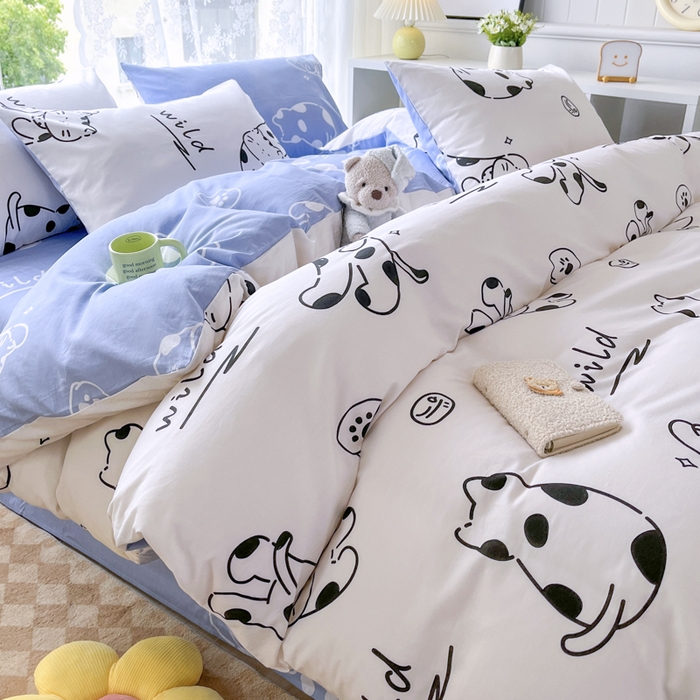 91家纺网 家纺一手货源 找家纺 世爵 2024新款12868全棉印花四件套黑白猫咪