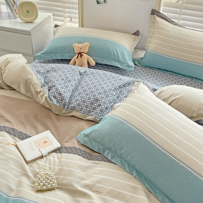 91家纺网 家纺一手货源 找家纺 恩泽 2024新款ins风全棉四件套 莫兰迪