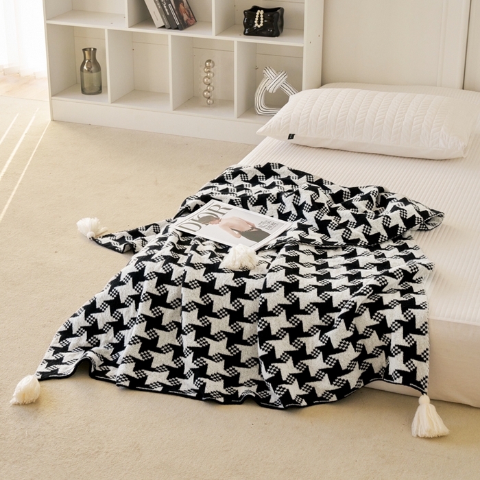 91家纺网 家纺一手货源 找家纺 苏艺针织盖毯 2024新款针织披肩沙发盖毯 针织-星