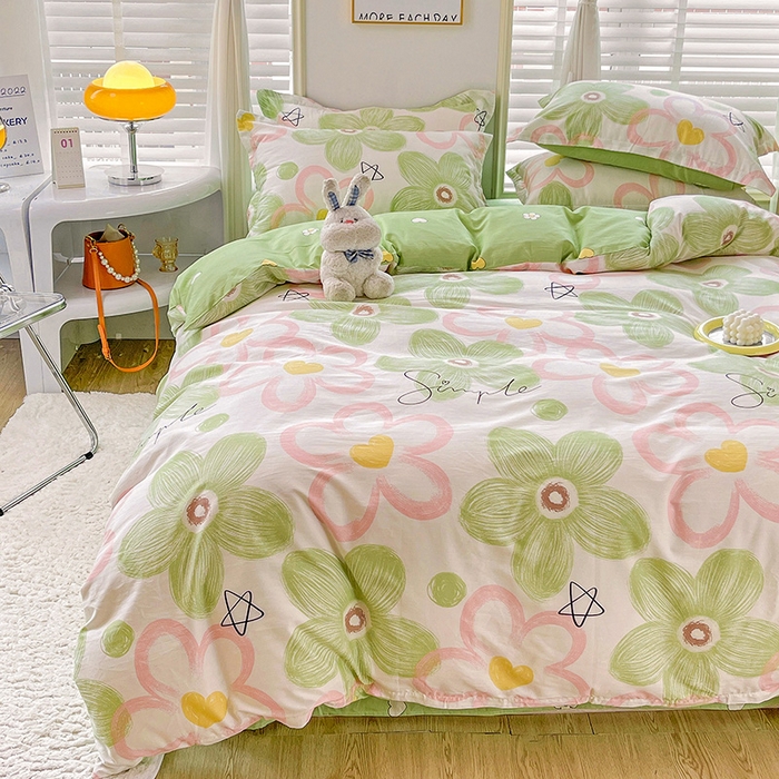 91家纺网 家纺一手货源 找家纺 恩泽 2024新款ins风全棉四件套 花语嫣然