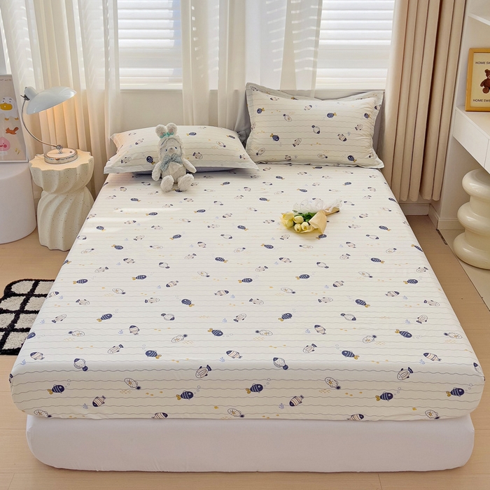 91家纺网 家纺一手货源 找家纺 恩泽 2024新款ins风全棉单品床笠 海底派对