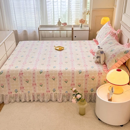 91家纺网 家纺一手货源 找家纺 美达家纺 2025新款全棉防滑榻榻米床护垫 春盼花季