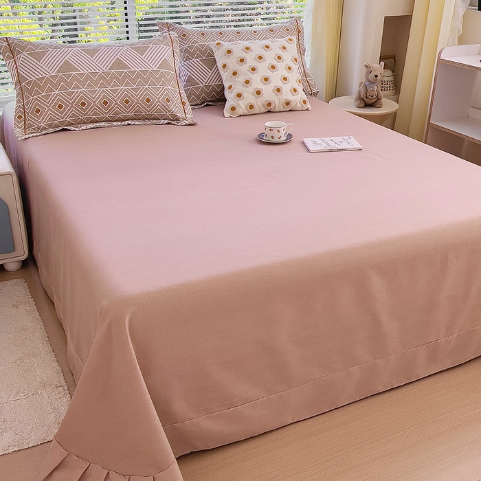 91家纺网 家纺一手货源 找家纺 优品阁 2024新款亲肤舒适全棉磨毛单床单 莫妮卡-咖