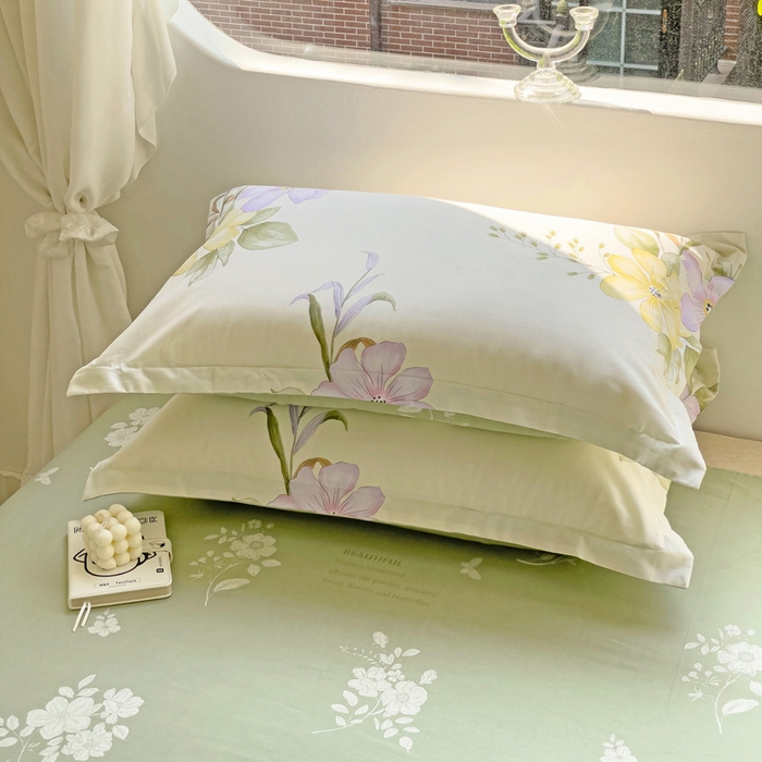 91家纺网 家纺一手货源 找家纺 恩泽 2024新款ins风全棉单品枕套 花都丽影