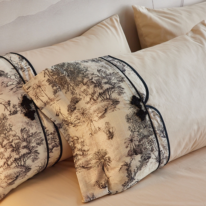 91家纺网 家纺一手货源 找家纺 （总）2024新款全新工艺古风全棉天丝盘扣四件套