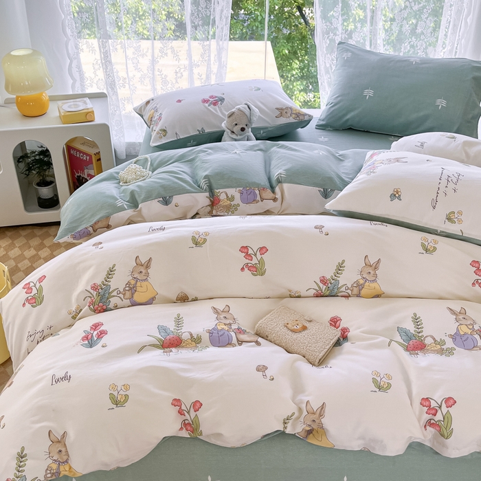 91家纺网 家纺一手货源 找家纺 世爵 2024新款12868全棉印花四件套田园趣事