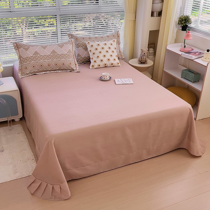 91家纺网 家纺一手货源 找家纺 优品阁 2024新款亲肤舒适全棉磨毛单床单 莫妮卡-咖