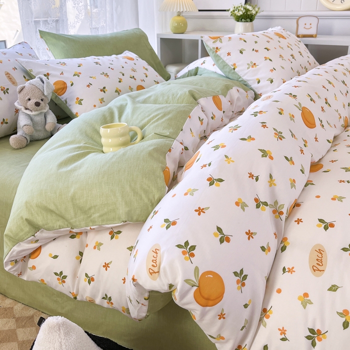 91家纺网 家纺一手货源 找家纺 世爵 2024新款12868全棉印花四件套水蜜桃