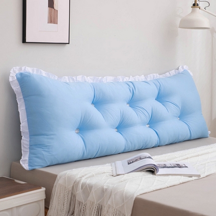 美达人 2024新款水洗棉白色花边靠背 孔雀蓝