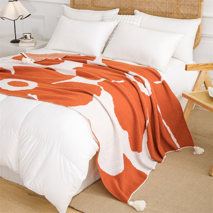 91家纺网 家纺一手货源 找家纺 苏艺针织盖毯 2024新款针织披肩沙发盖毯 针织-花语