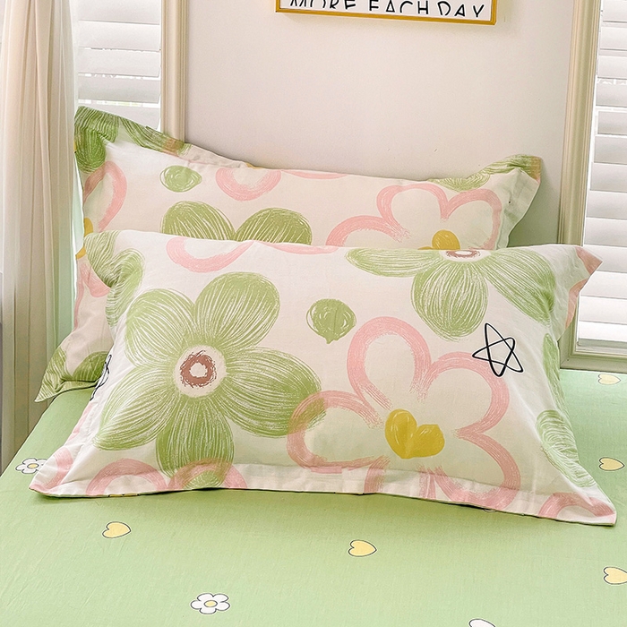 91家纺网 家纺一手货源 找家纺 恩泽 2024新款ins风全棉单品枕套 花语嫣然