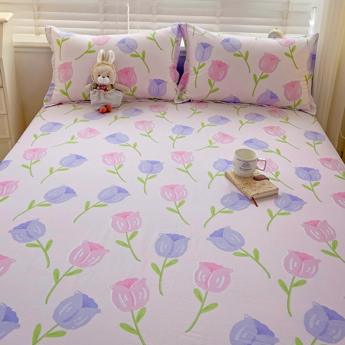 91家纺网 家纺一手货源 找家纺 恩泽 2024新款ins风全棉单品床笠 玫瑰佳人