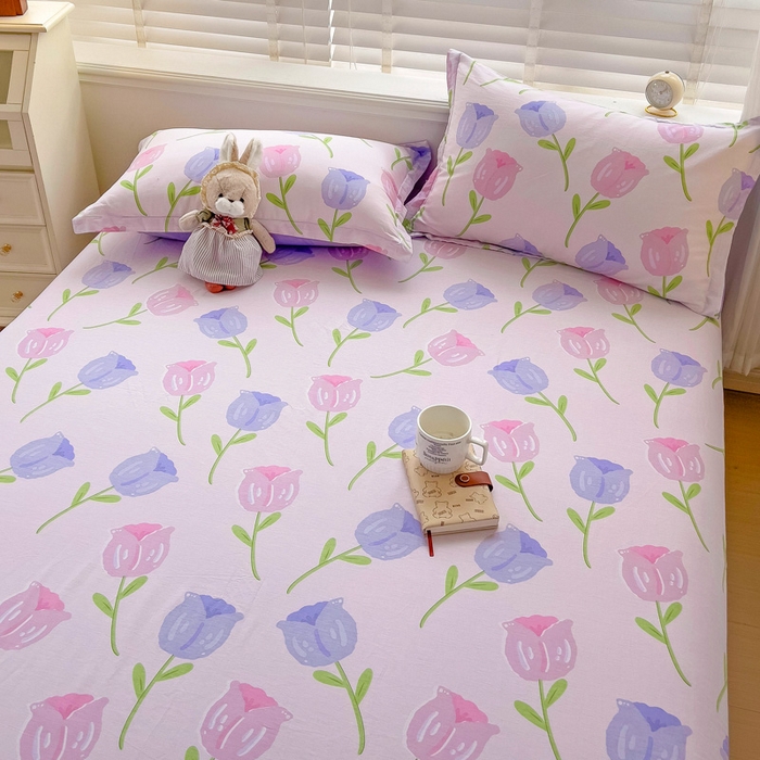 91家纺网 家纺一手货源 找家纺 恩泽 2024新款ins风全棉单品床笠 玫瑰佳人