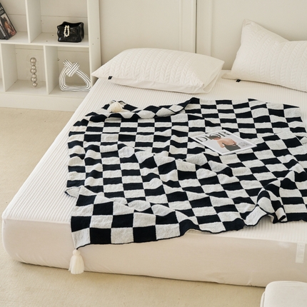 苏艺针织盖毯 2024新款针织披肩沙发盖毯 针织-棋盘格