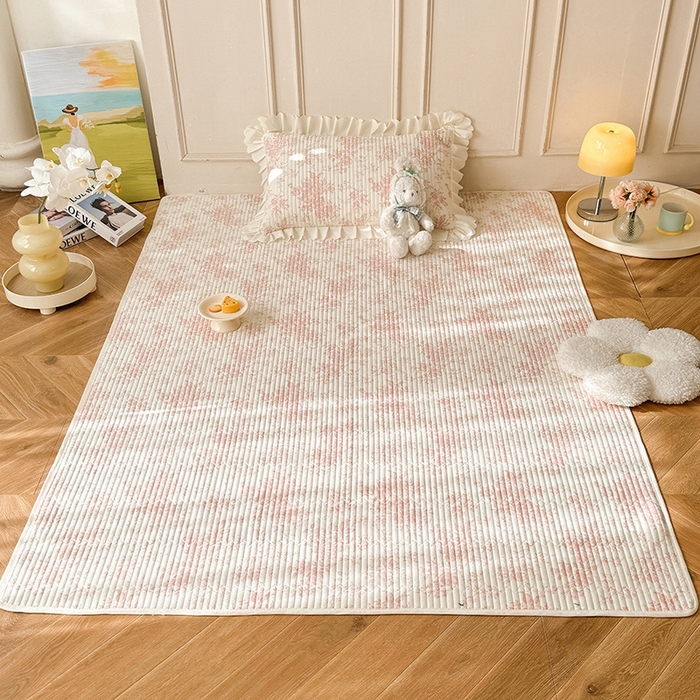 91家纺网 家纺一手货源 找家纺 美达家纺  2025新款全棉夹棉防滑可机洗床垫地垫软席 藤蔓花影