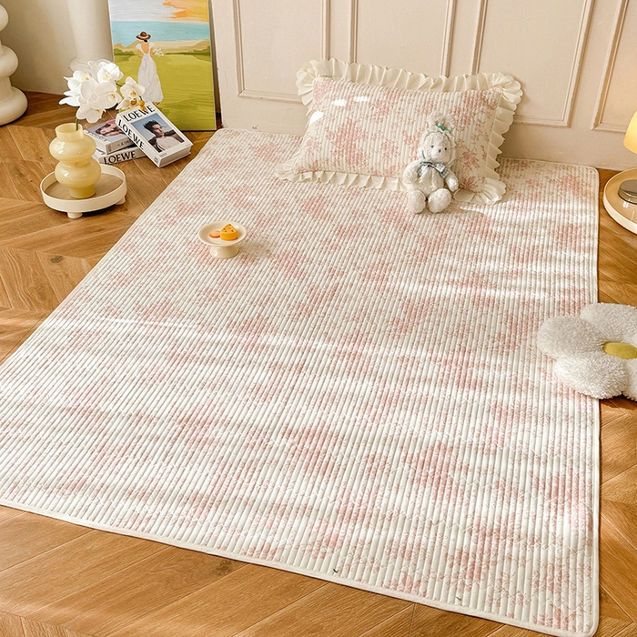 91家纺网 家纺一手货源 找家纺 美达家纺  2025新款全棉夹棉防滑可机洗床垫地垫软席 藤蔓花影