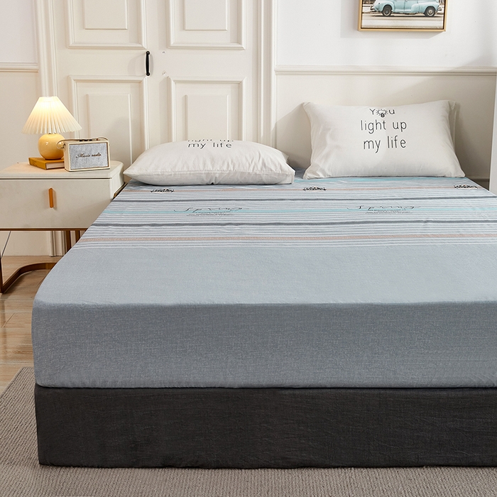 91家纺网 家纺一手货源 找家纺 恩泽 2024新款ins风全棉单品床笠 皇家学院灰