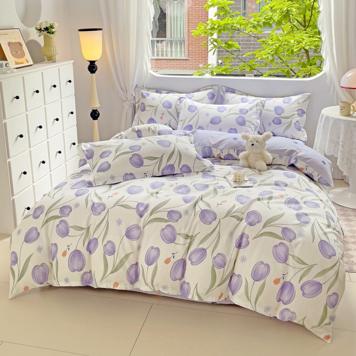 91家纺网 家纺一手货源 找家纺 恩泽 2024新款ins风全棉四件套 豆蔻年华