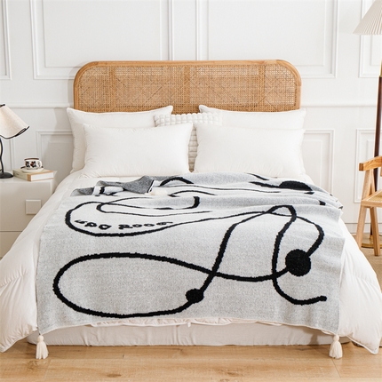 苏艺针织盖毯 2024新款针织披肩沙发盖毯 针织-线像