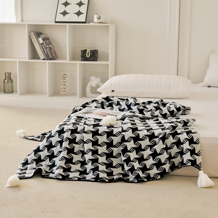 91家纺网 家纺一手货源 找家纺 苏艺针织盖毯 2024新款针织披肩沙发盖毯 针织-星