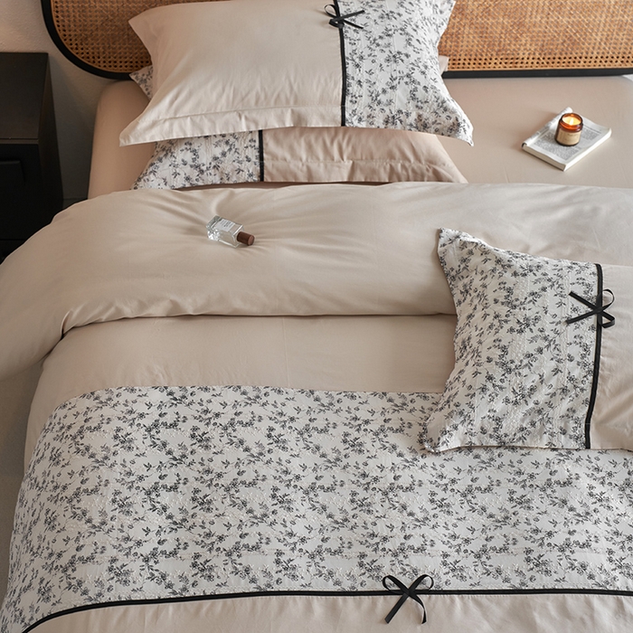 91家纺网 家纺一手货源 找家纺 （总）2024新款全棉轻法式复古蝴蝶结刺绣工艺款四件套