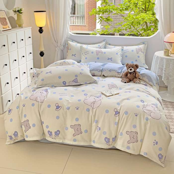 91家纺网 家纺一手货源 找家纺 恩泽 2024新款ins风全棉四件套 冬日嘉年华