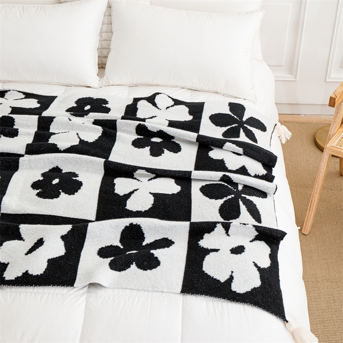 91家纺网 家纺一手货源 找家纺 苏艺针织盖毯 2024新款针织披肩沙发盖毯 针织-落花