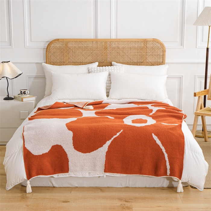 91家纺网 家纺一手货源 找家纺 苏艺针织盖毯 2024新款针织披肩沙发盖毯 针织-花语