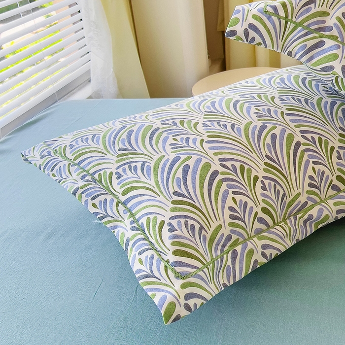 91家纺网 家纺一手货源 找家纺 优品阁 2024新款全棉磨毛四件套单品系列-单枕套 沐春-绿