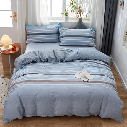 恩泽 2024新款ins风全棉四件套 皇家学院 灰