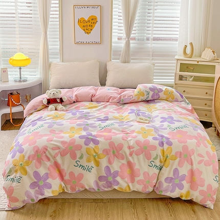 2024新款ins风全棉印花单品被套 浅浅花漾粉