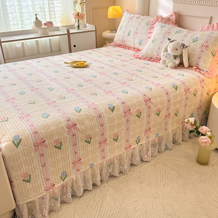 91家纺网 家纺一手货源 找家纺 美达家纺 2025新款全棉防滑榻榻米床护垫 春盼花季