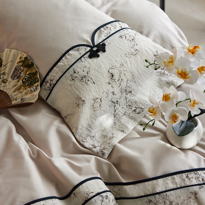 91家纺网 家纺一手货源 找家纺 2024新款全新工艺古典国风全棉天丝四件套 如梦令