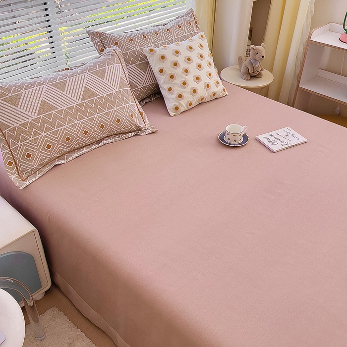 91家纺网 家纺一手货源 找家纺 优品阁 2024新款亲肤舒适全棉磨毛单床单 莫妮卡-咖