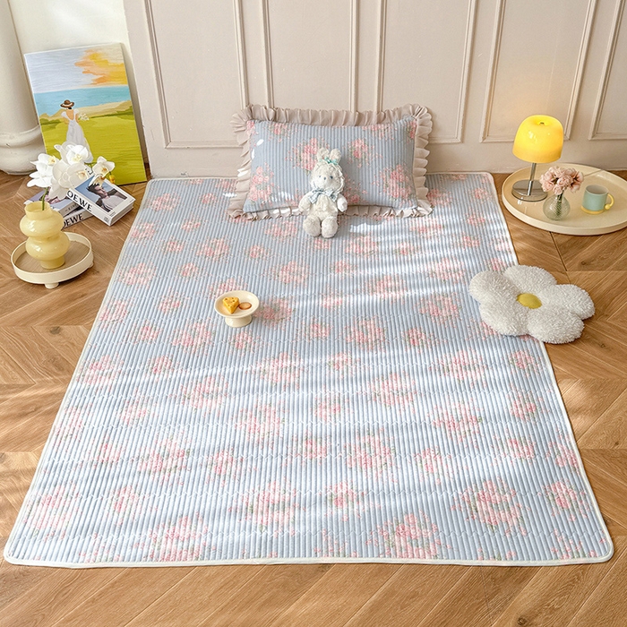 91家纺网 家纺一手货源 找家纺 美达家纺  2025新款全棉夹棉防滑可机洗床垫地垫软席 欧风花影