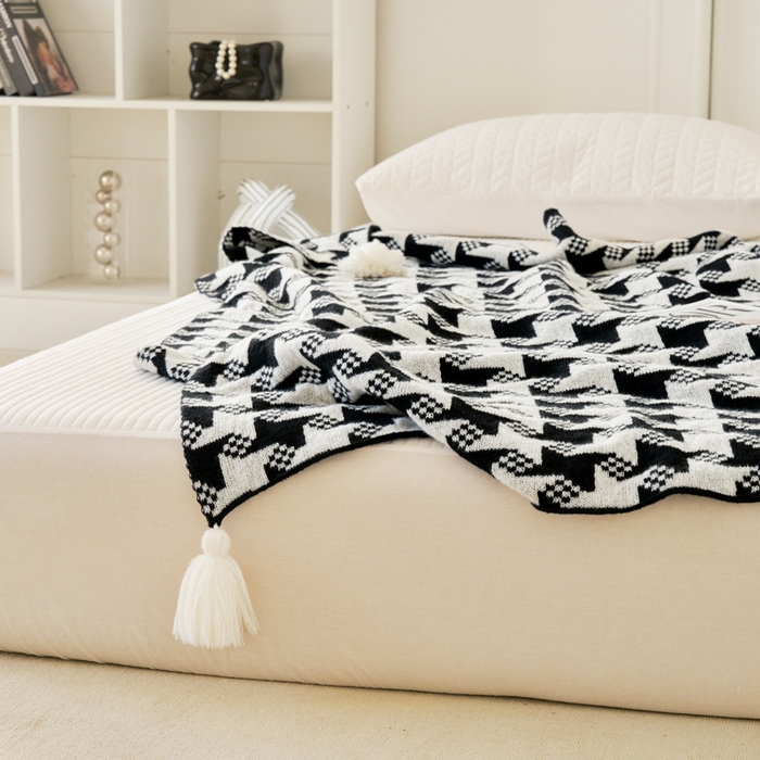 91家纺网 家纺一手货源 找家纺 苏艺针织盖毯 2024新款针织披肩沙发盖毯 针织-星