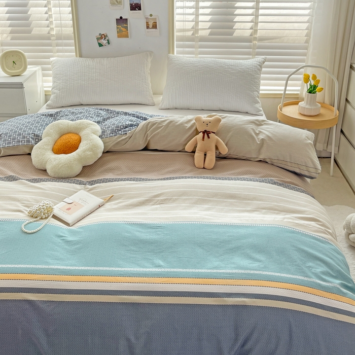 91家纺网 家纺一手货源 找家纺 2024新款ins风全棉印花单品被套 莫兰迪